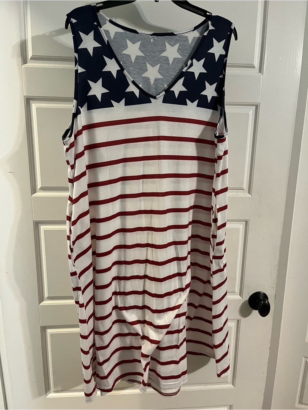 Source Unknown Red White and Blue Stars & Stripes Midi Dress